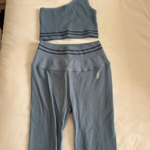 Free People Blue Ribbed Two-Piece Set